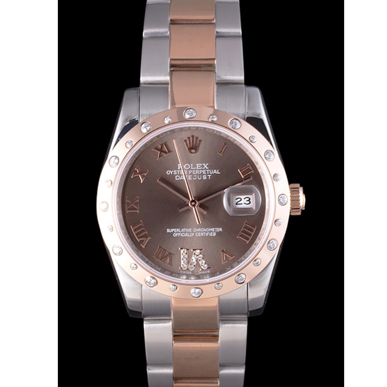 Aaa fake watches Datejust Rolex Dial Diamond Brown 7465 Bezel 0806